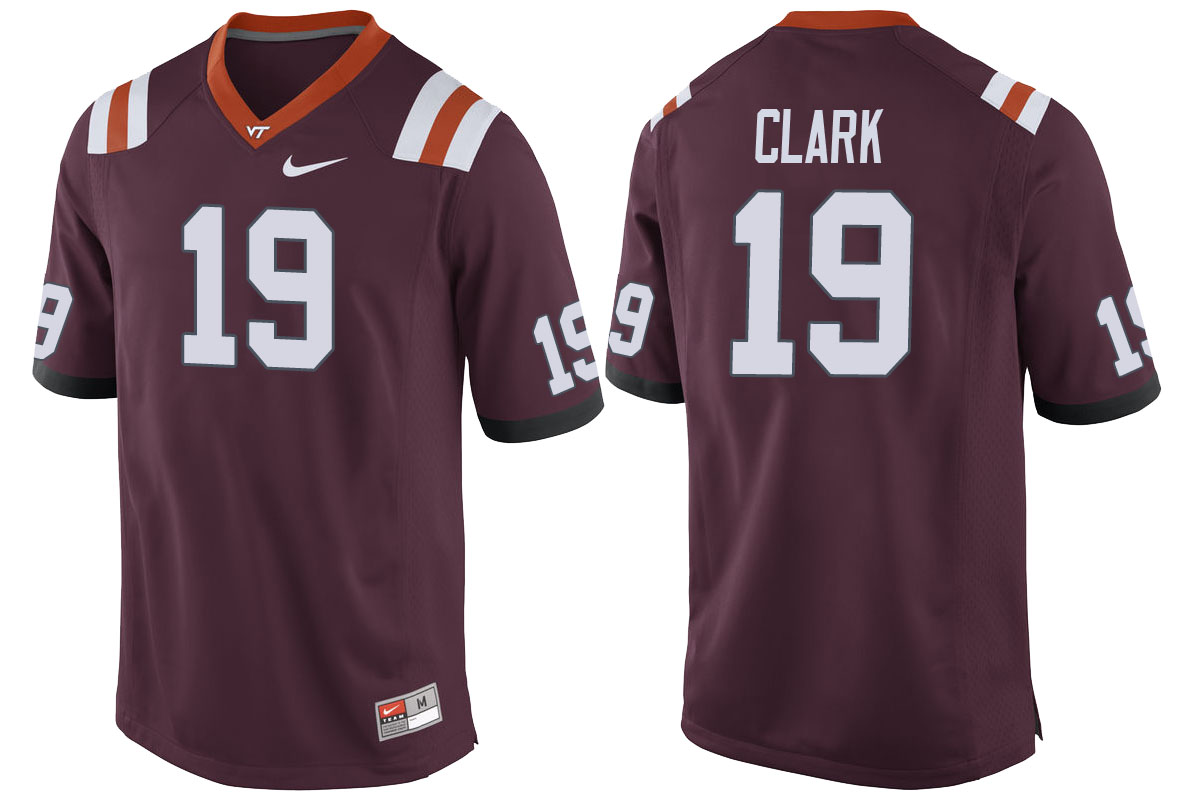 virginia tech hokies maroon chuck clark player performance jersey