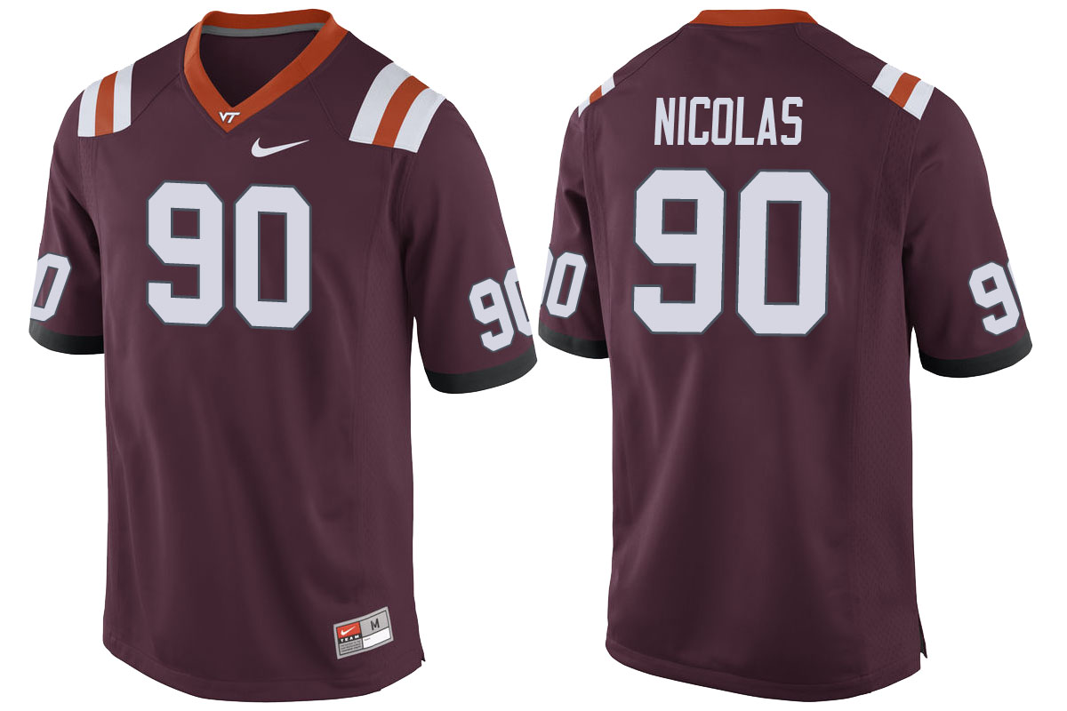 virginia tech hokies maroon dadi nicolas player performance jersey