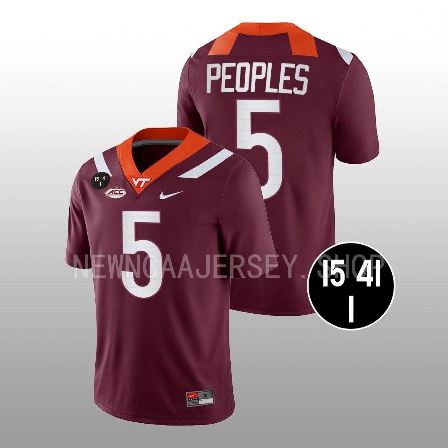 virginia tech hokies nasir peoples maroon football uva strong men jersey