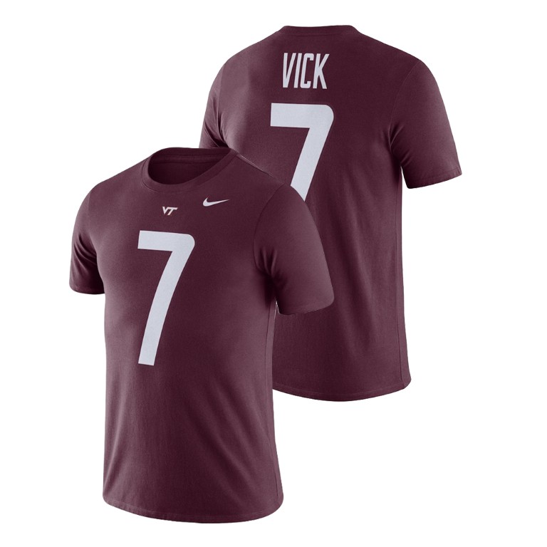 virginia tech hokies nike football performance michael vick maroon name and number men's t shirt