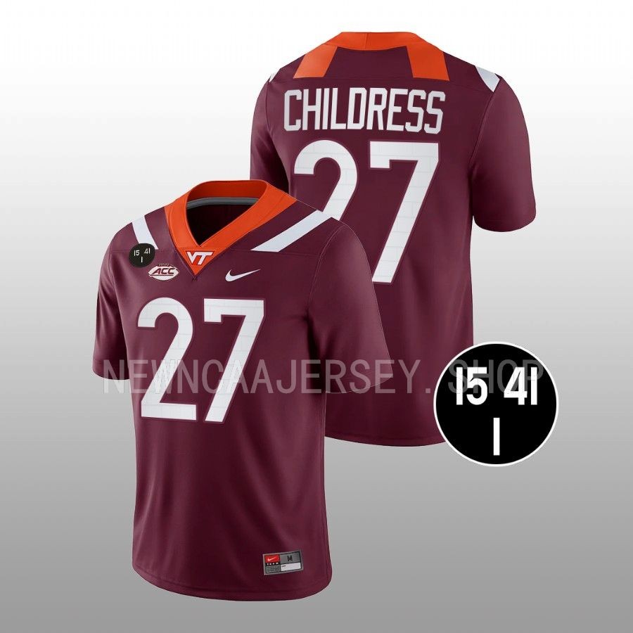 virginia tech hokies tyler childress maroon football uva strong men jersey