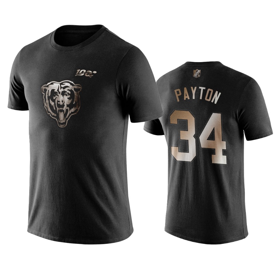 walter payton bears black golden 100th season t shirt