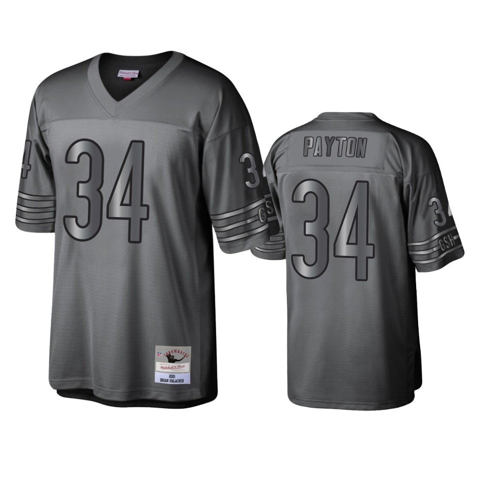 walter payton bears charcoal throwback metal legacy jersey
