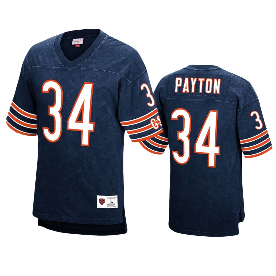 walter payton bears navy acid wash retired player jersey