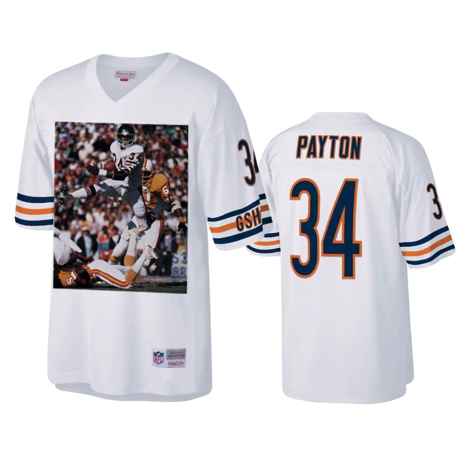 walter payton bears white runs through jersey