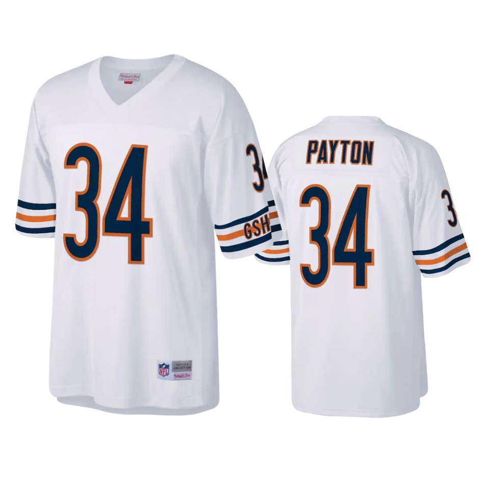 walter payton bears white throwback retired player jersey