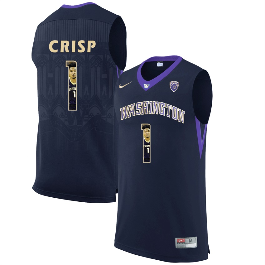 washington huskies black 1 david crisp ncaa college basketball player portrait fashion jersey