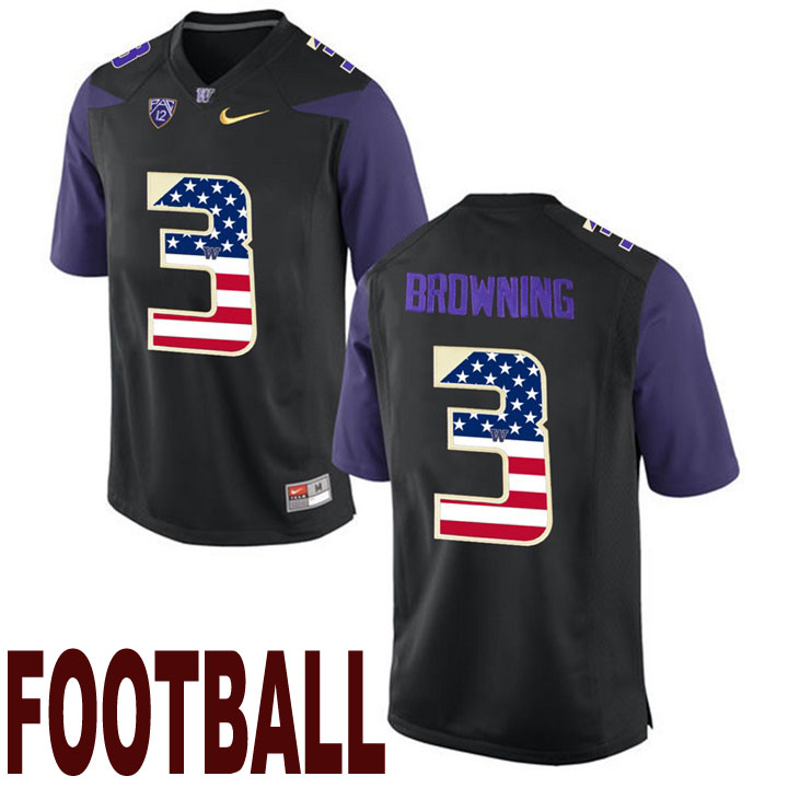 washington huskies black 3 jake browning usa flag college football fashion jersey