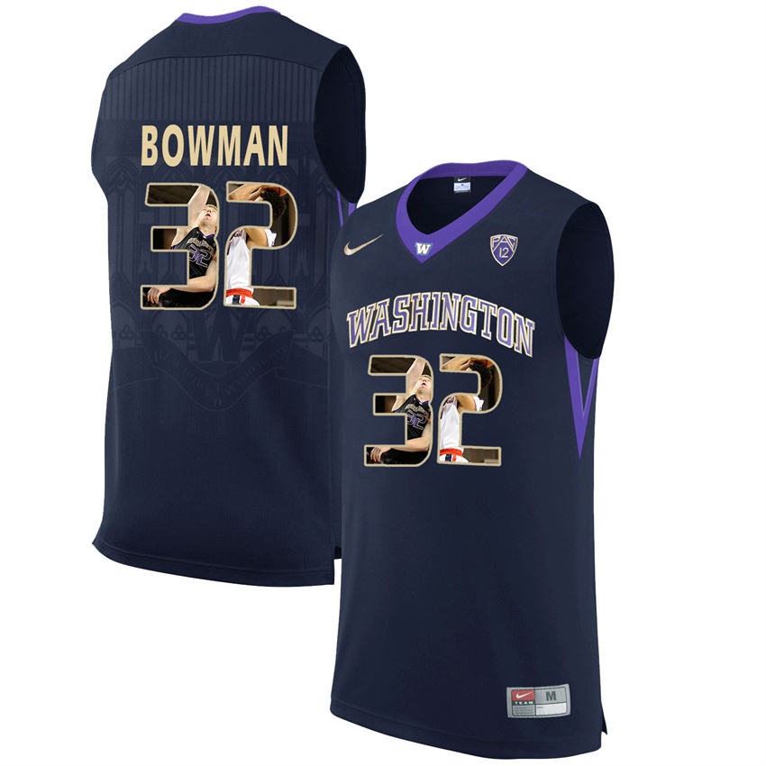 washington huskies black 32 greg bowman ncaa college basketball player portrait fashion jersey