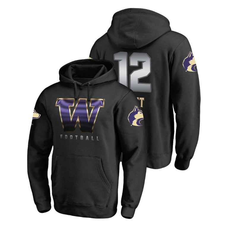 washington huskies football j.k. scott black midnight mascot men's hoodie
