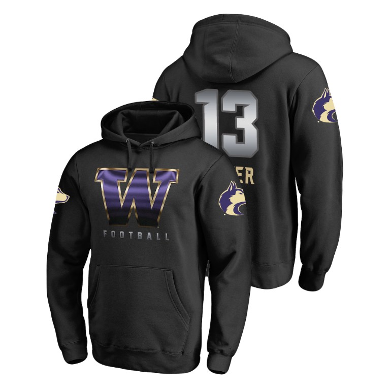 washington huskies football jake haener black midnight mascot men's hoodie