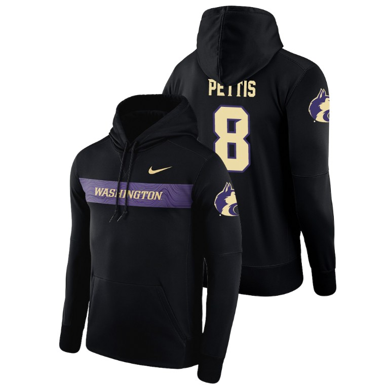 washington huskies football performance dante pettis black sideline seismic men's hoodie