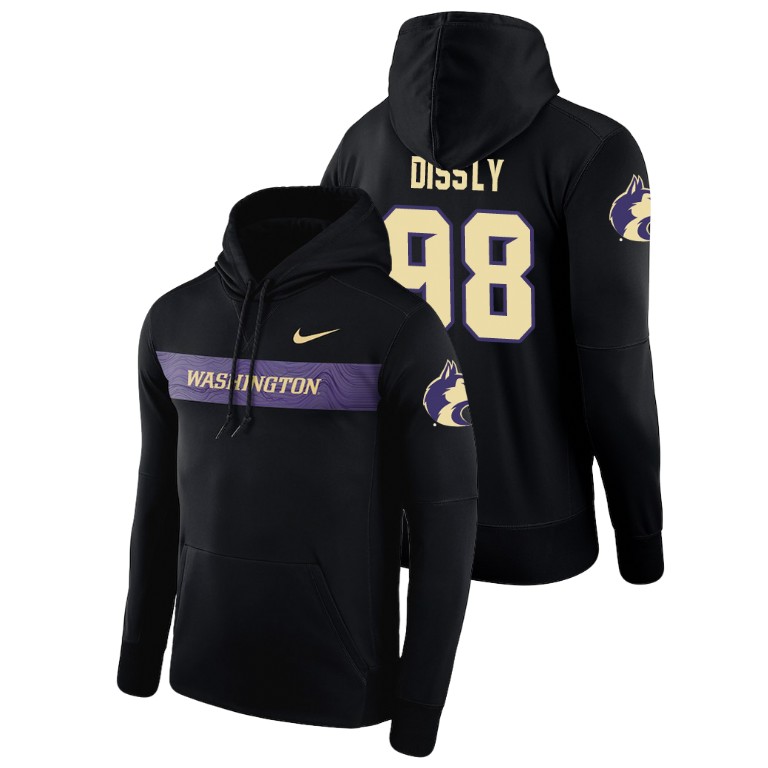 washington huskies football performance will dissly black sideline seismic men's hoodie