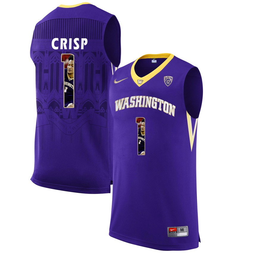 washington huskies purple 1 david crisp ncaa college basketball player portrait fashion jersey