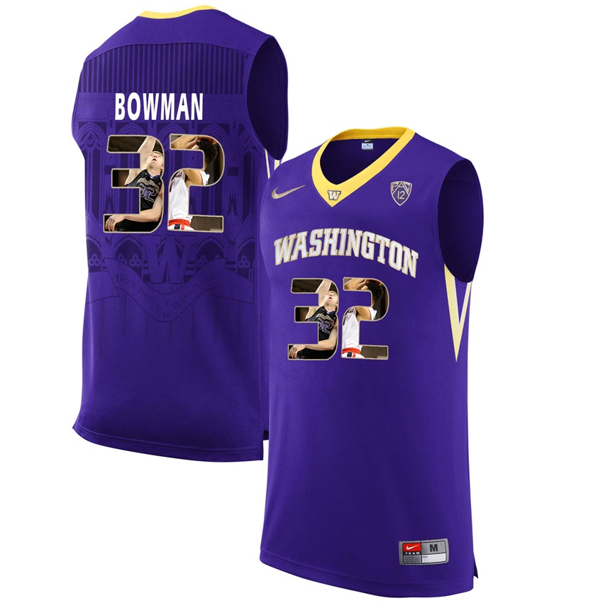 washington huskies purple 32 greg bowman ncaa college basketball player portrait fashion jersey