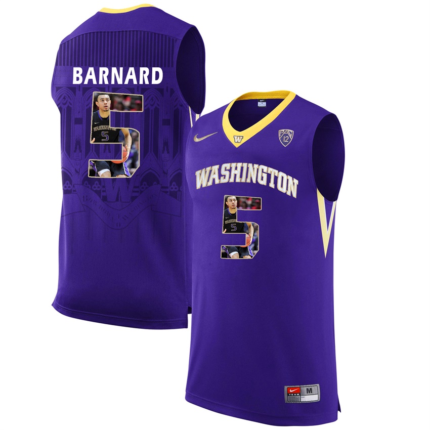 washington huskies purple 5 quin barnard ncaa college basketball player portrait fashion jersey