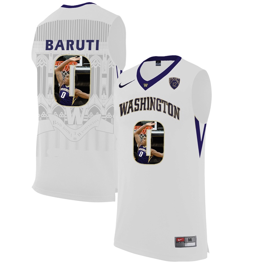 washington huskies white 0 bitumba baruti ncaa college basketball player portrait fashion jersey
