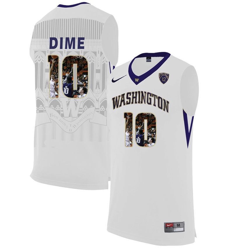 washington huskies white 10 malik dime ncaa college basketball player portrait fashion jersey
