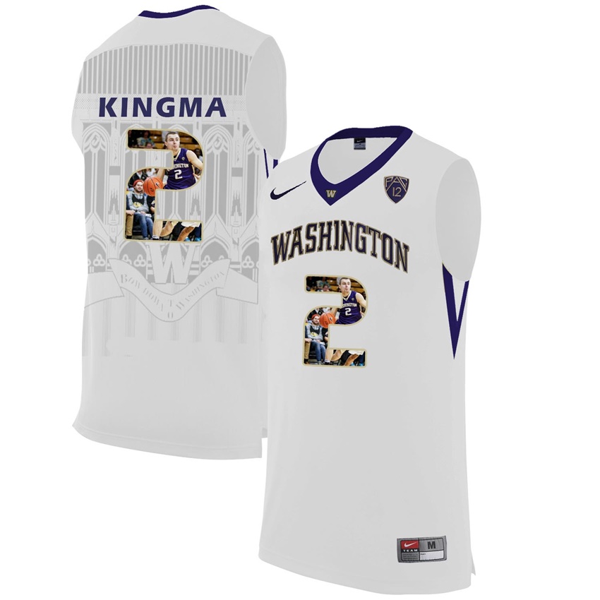 washington huskies white 2 dan kingma ncaa college basketball player portrait fashion jersey