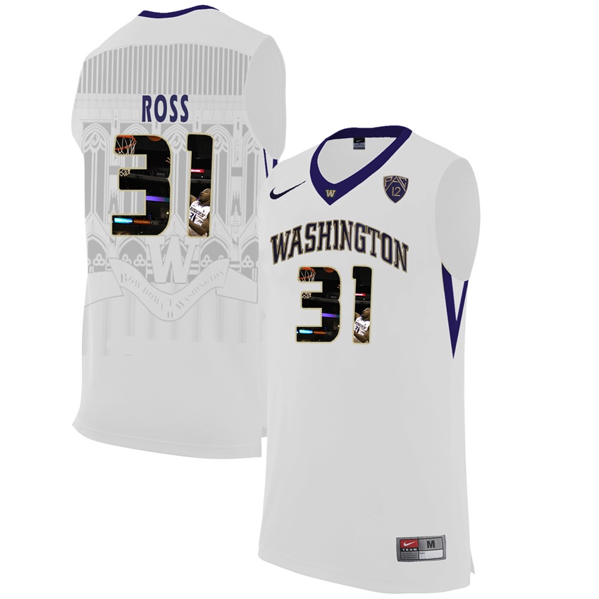 washington huskies white 31 terrence ross ncaa college basketball player portrait fashion jersey