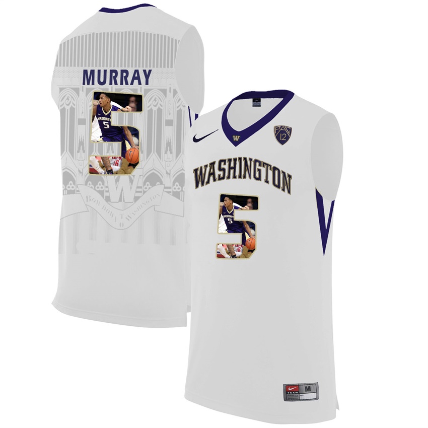 washington huskies white 5 dejounte murray ncaa college basketball player portrait fashion jersey