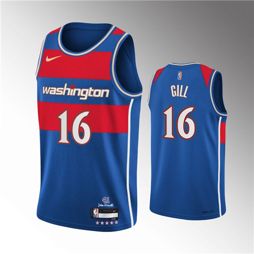 Washington Wizards Anthony Gill 2021-22 75th Anniversary City Blue stitched Jersey #16