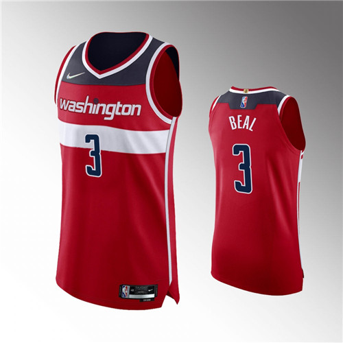 Washington Wizards Bradley Beal 75th Anniversary Authentic Icon Red stitched Jersey #3