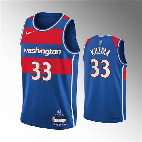 Washington Wizards Kyle Kuzma 2021-22 75th Anniversary City Blue stitched Jersey #33