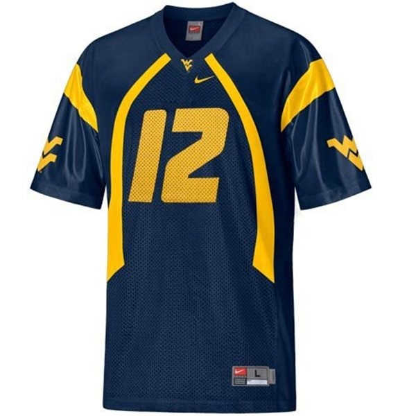 west virginia mountaineers 12 geno smith blue football jersey