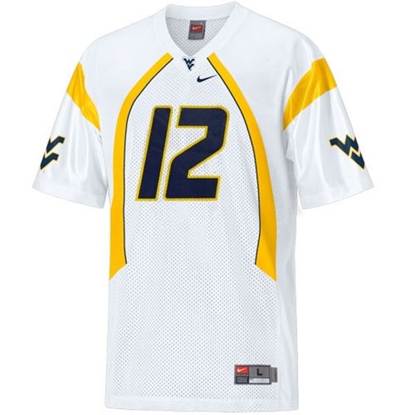 west virginia mountaineers 12 geno smith white football jersey