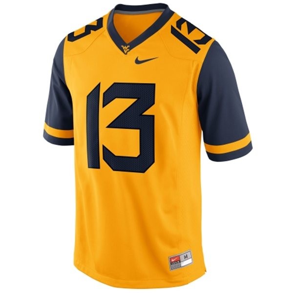 west virginia mountaineers 13 andrew buie gold football youth jersey