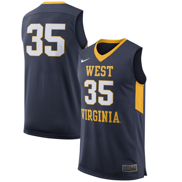 west virginia mountaineers 35 navy basketball jersey