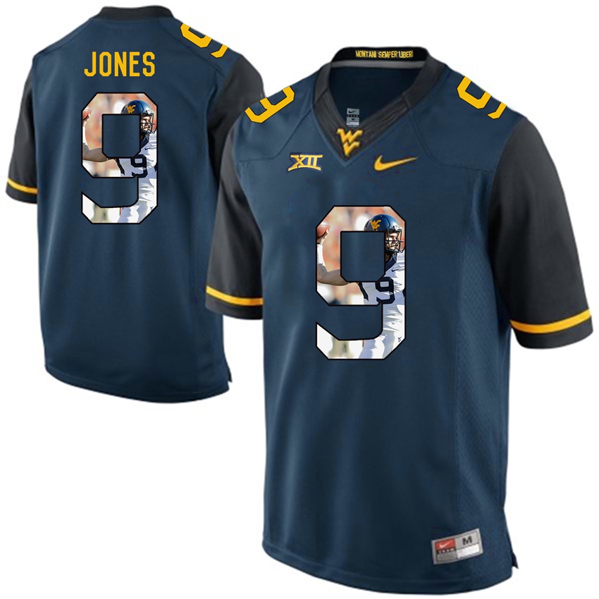 west virginia mountaineers blue adam jones college football player portrait jersey