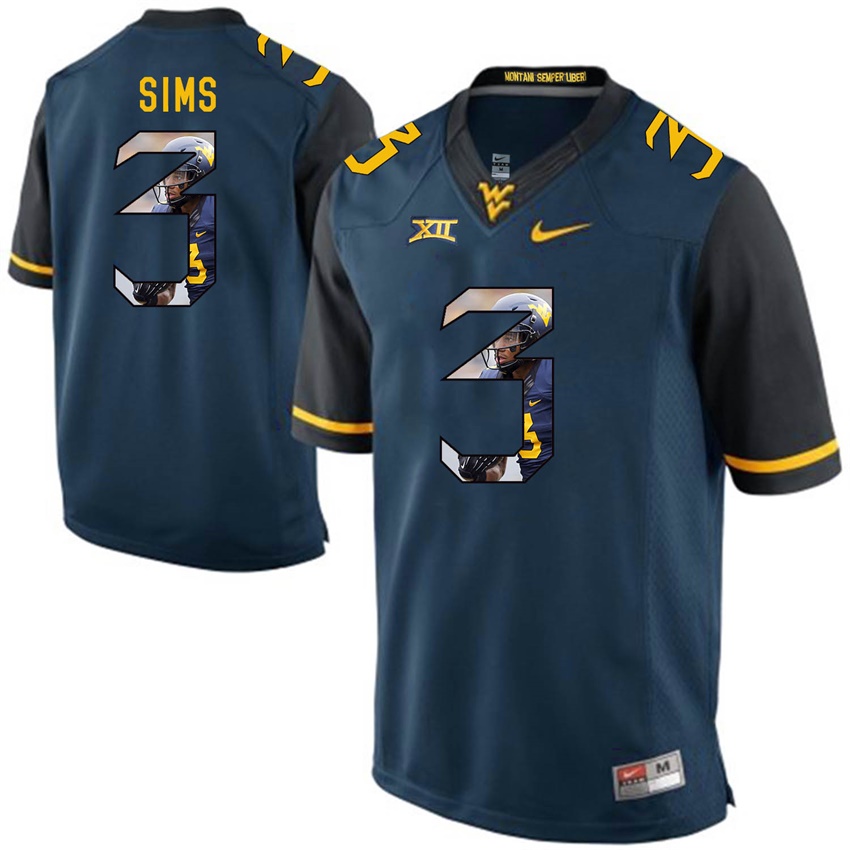 west virginia mountaineers blue charles sims college football player portrait jersey
