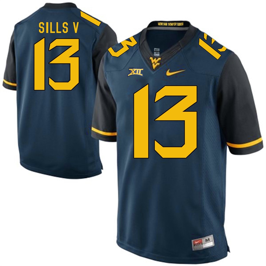 west virginia mountaineers blue david sills v college football jersey