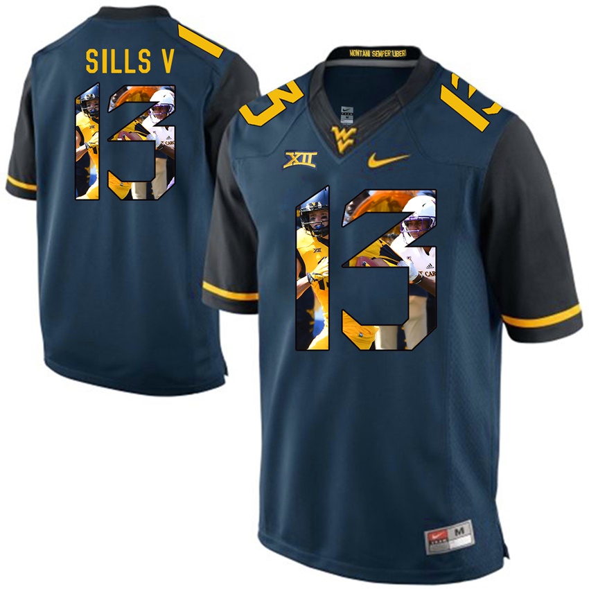 west virginia mountaineers blue david sills v college football player portrait jersey