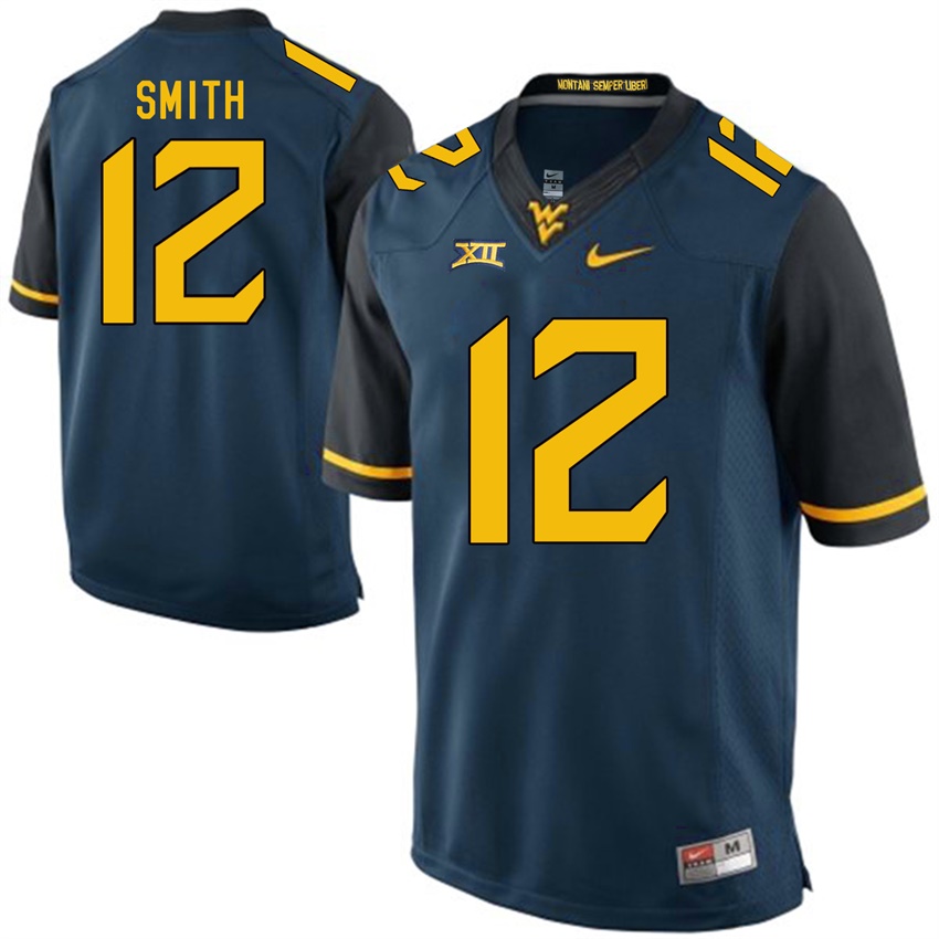 west virginia mountaineers blue geno smith college football jersey