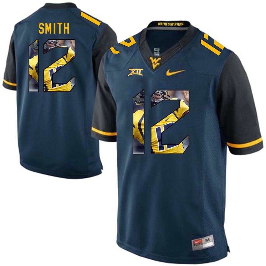 west virginia mountaineers blue geno smith college football player portrait jersey