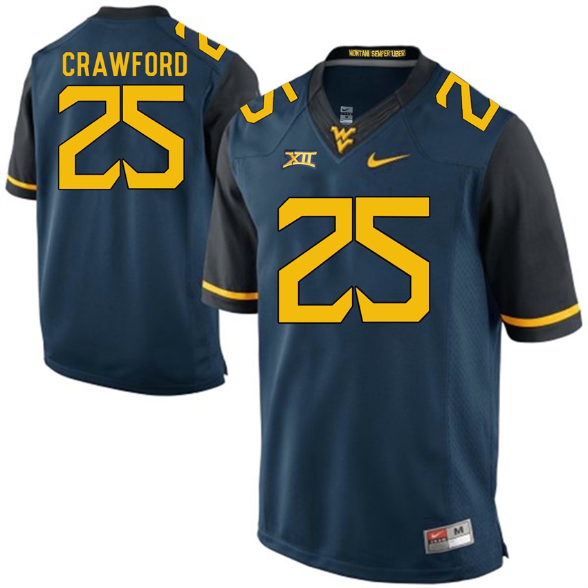west virginia mountaineers blue justin crawford college football jersey