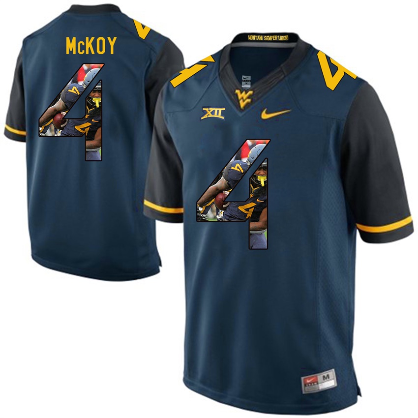 west virginia mountaineers blue kennedy mckoy college football player portrait jersey