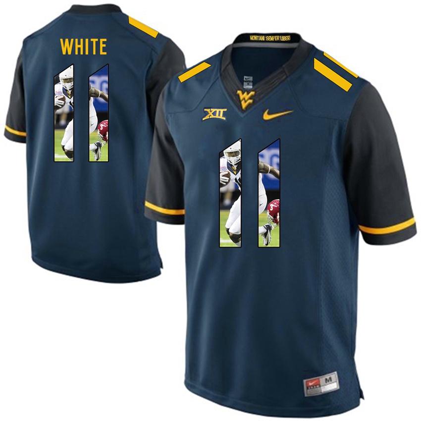 west virginia mountaineers blue kevin white college football player portrait jersey