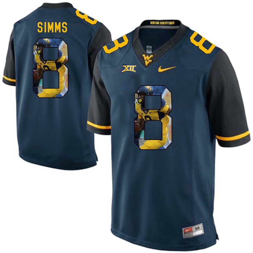 west virginia mountaineers blue marcus simms college football player portrait jersey