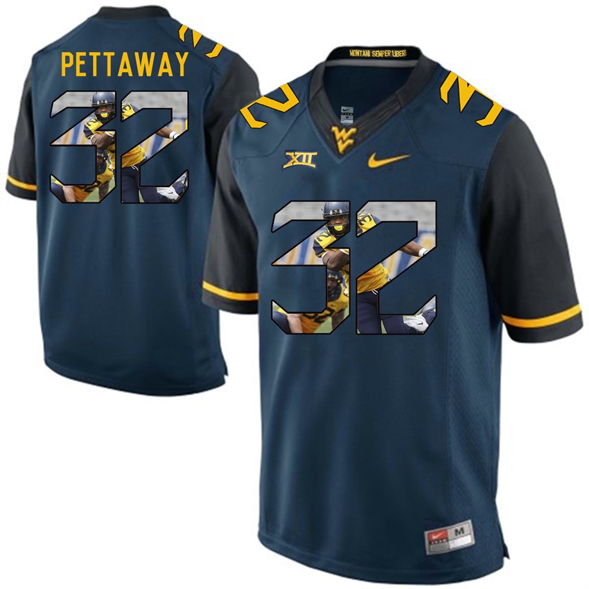 west virginia mountaineers blue martell pettaway college football player portrait jersey