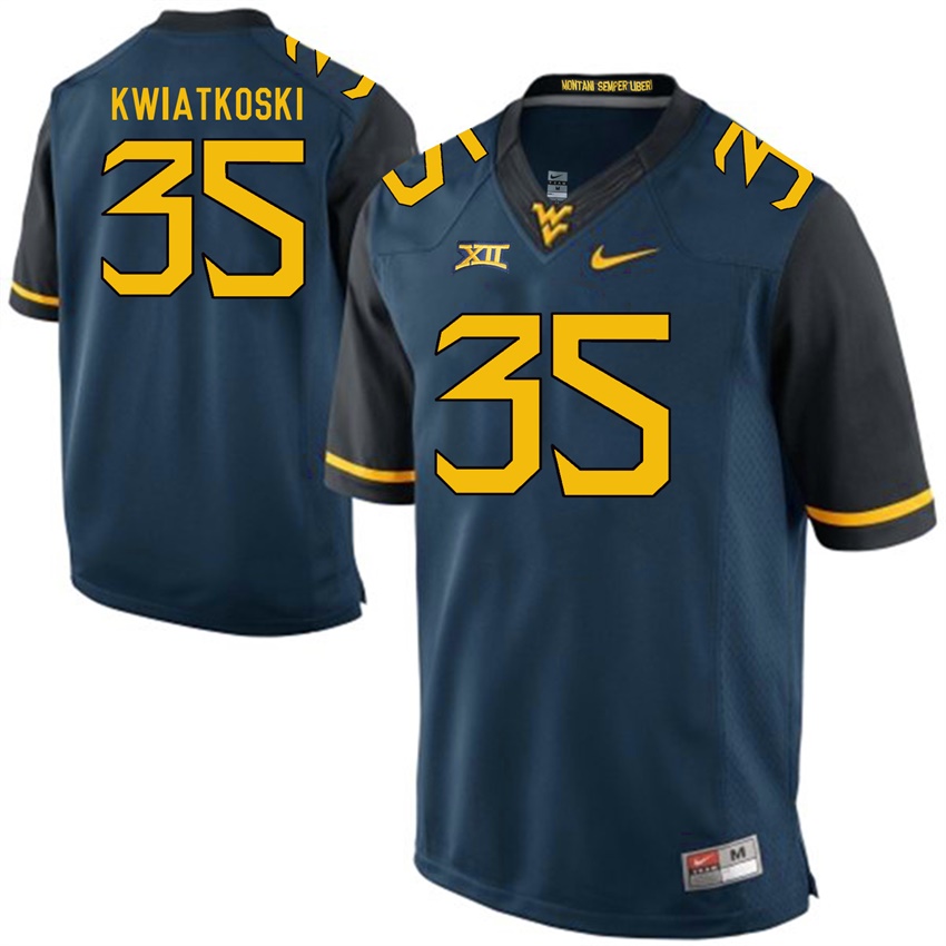 west virginia mountaineers blue nick kwiatkoski college football jersey