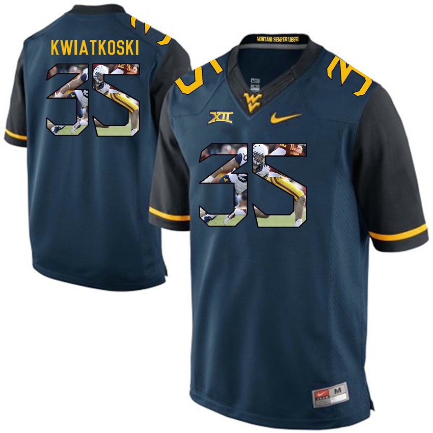 west virginia mountaineers blue nick kwiatkoski college football player portrait jersey