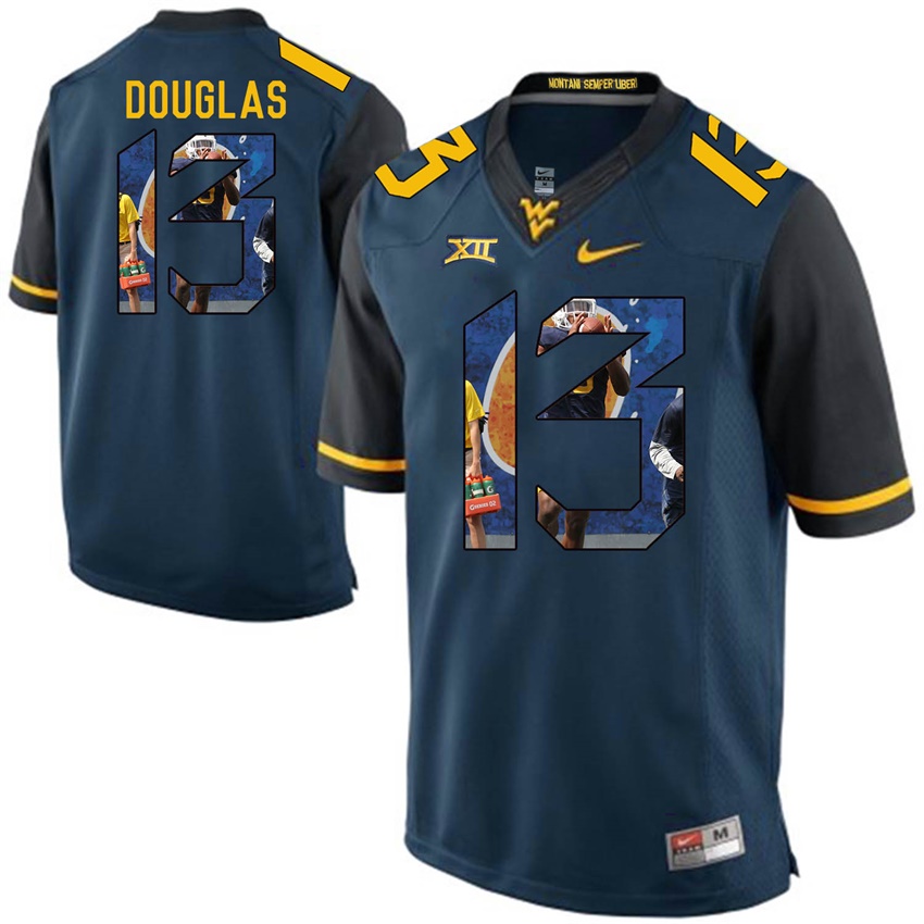 west virginia mountaineers blue rasul douglas college football player portrait jersey