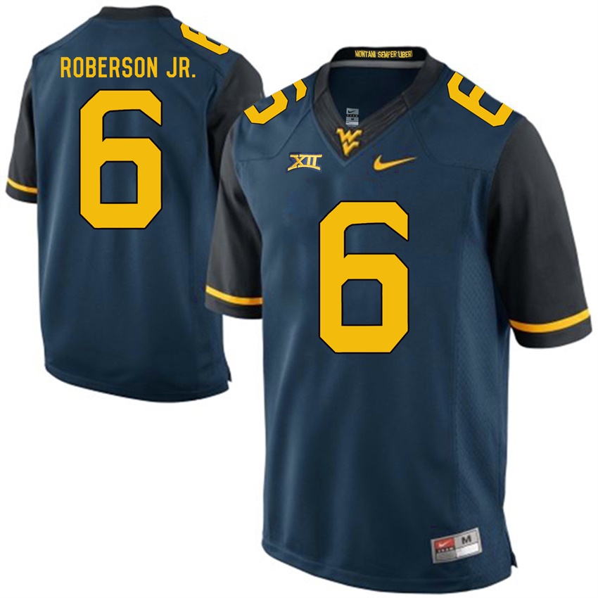 west virginia mountaineers blue reggie roberson jr. college football jersey