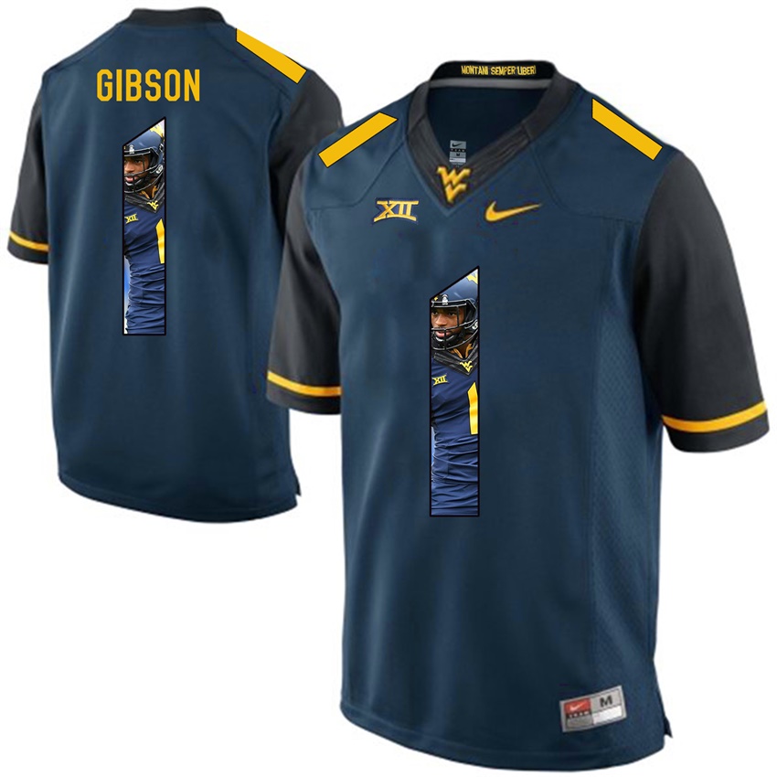 west virginia mountaineers blue shelton gibson college football player portrait jersey