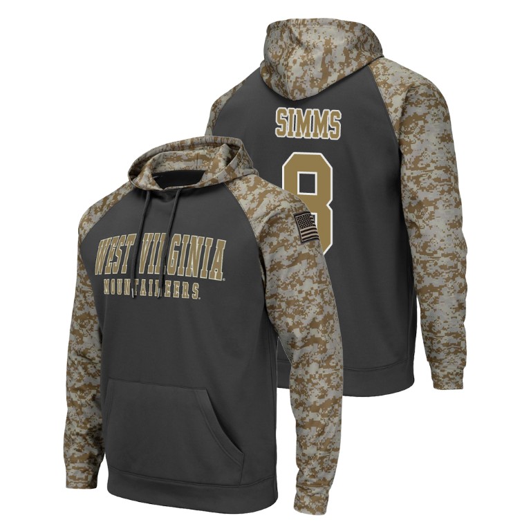 west virginia mountaineers football marcus simms charcoal united we stand men's hoodie