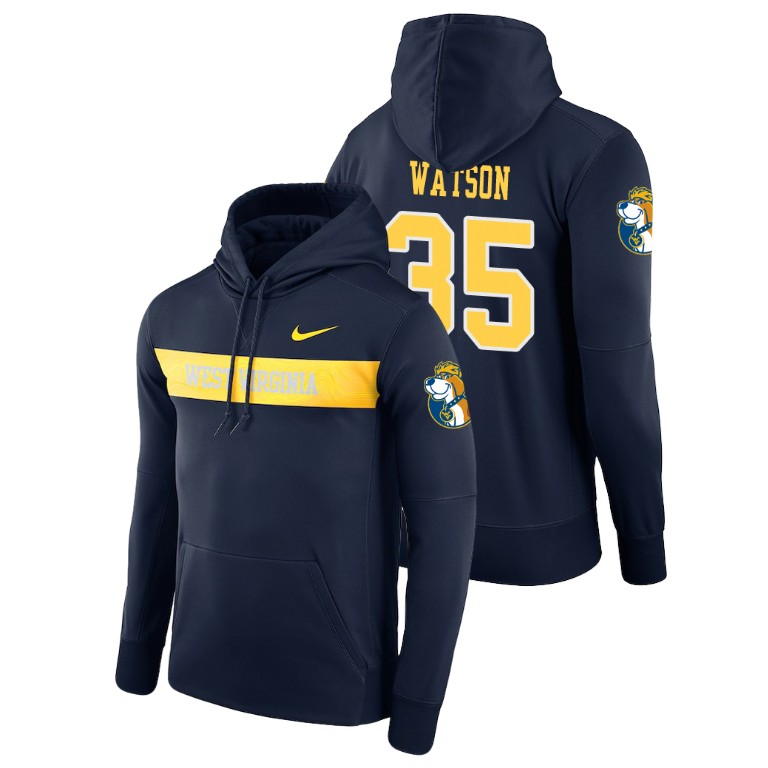 west virginia mountaineers football performance brady watson navy sideline seismic men's hoodie